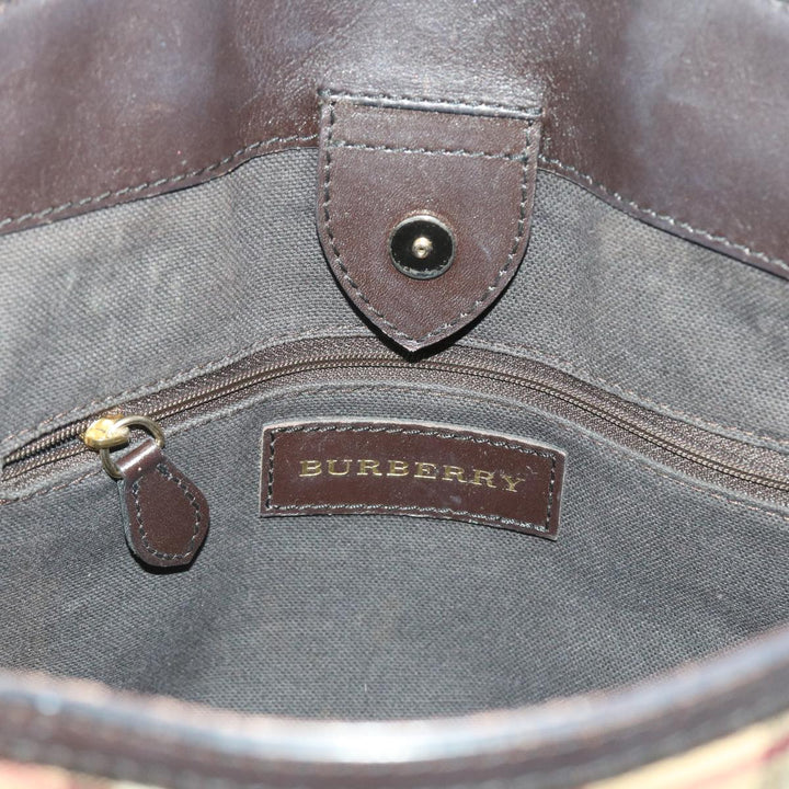 Burberry Nova Check Shoulder Bag PVC Leather 2way Beige Black Auth 56661