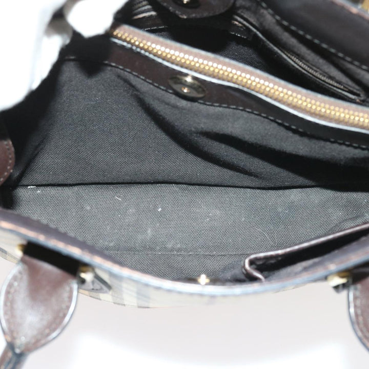 Burberry Nova Check Shoulder Bag PVC Leather 2way Beige Black Auth 56661