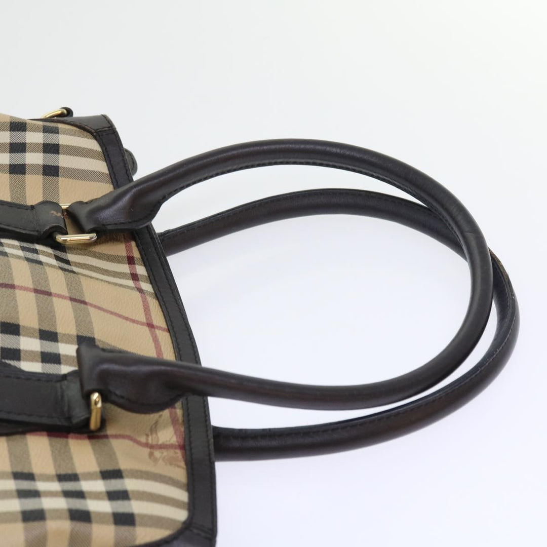 Burberry Nova Check Shoulder Bag PVC Leather 2way Beige Black Auth 56661
