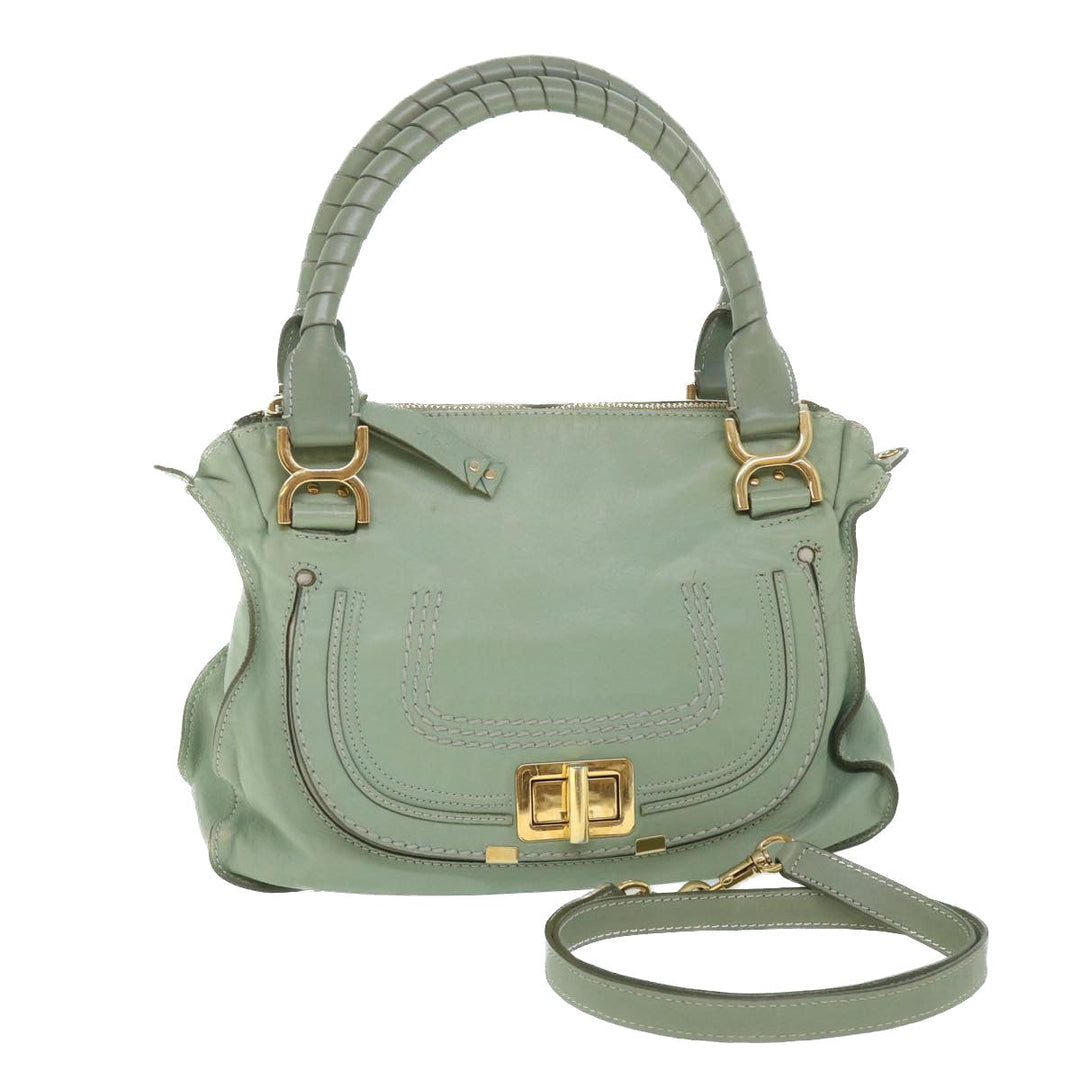 Chloe Mercy Shoulder Bag Leather 2way Green 56669