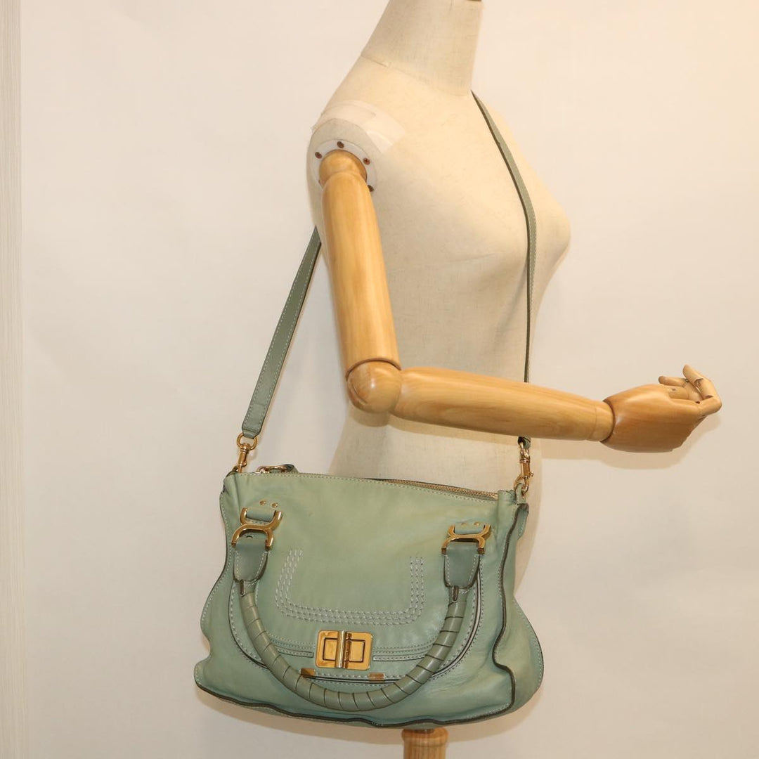 Chloe Mercy Shoulder Bag Leather 2way Green 56669