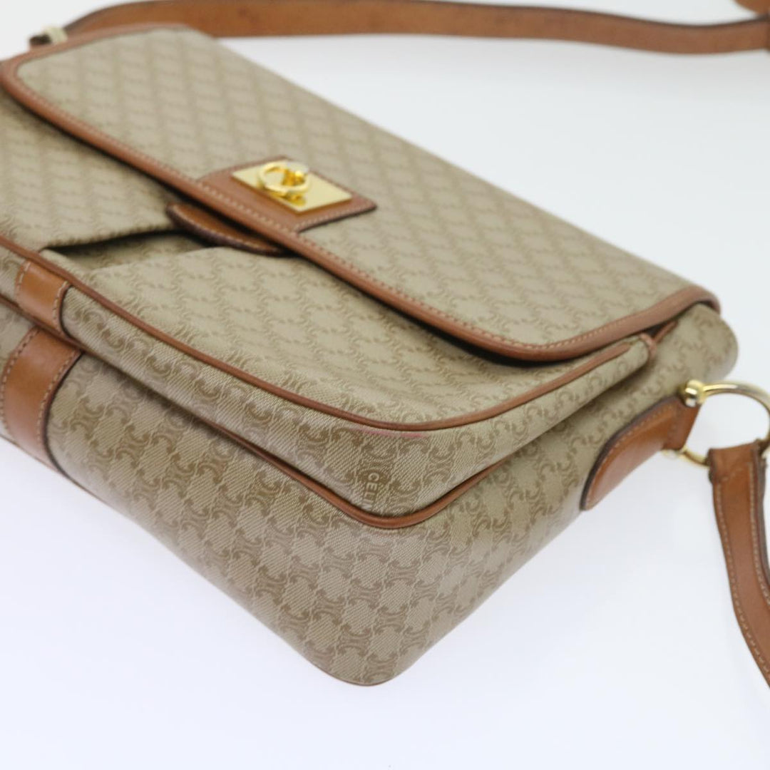 Celine Macadam Canvas Shoulder Bag Beige Auth 56679