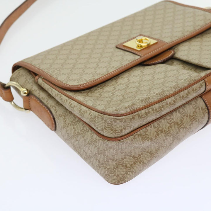 Celine Macadam Canvas Shoulder Bag Beige Auth 56679