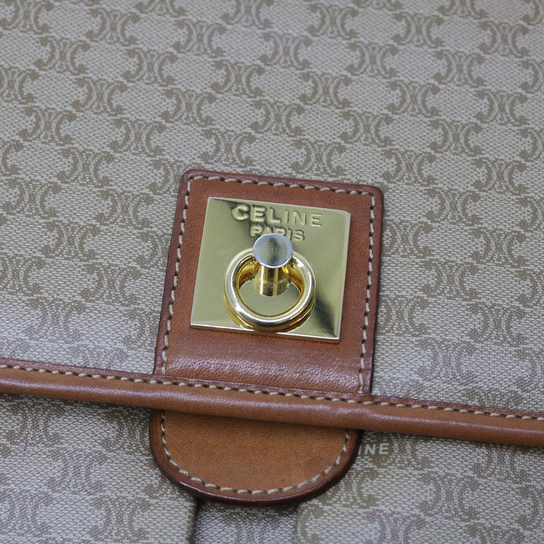 Celine Macadam Canvas Shoulder Bag Beige Auth 56679