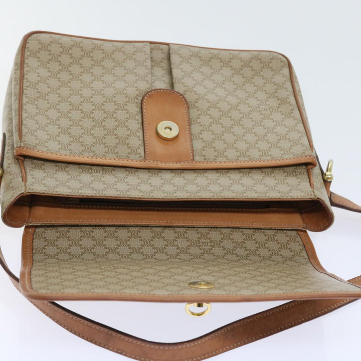 Celine Macadam Canvas Shoulder Bag Beige Auth 56679