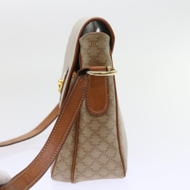 Celine Macadam Canvas Shoulder Bag Beige Auth 56679