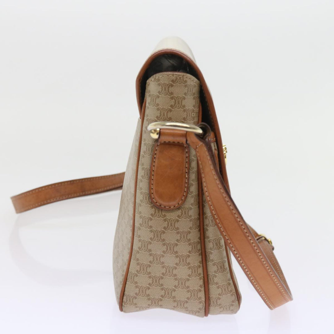 Celine Macadam Canvas Shoulder Bag Beige Auth 56679