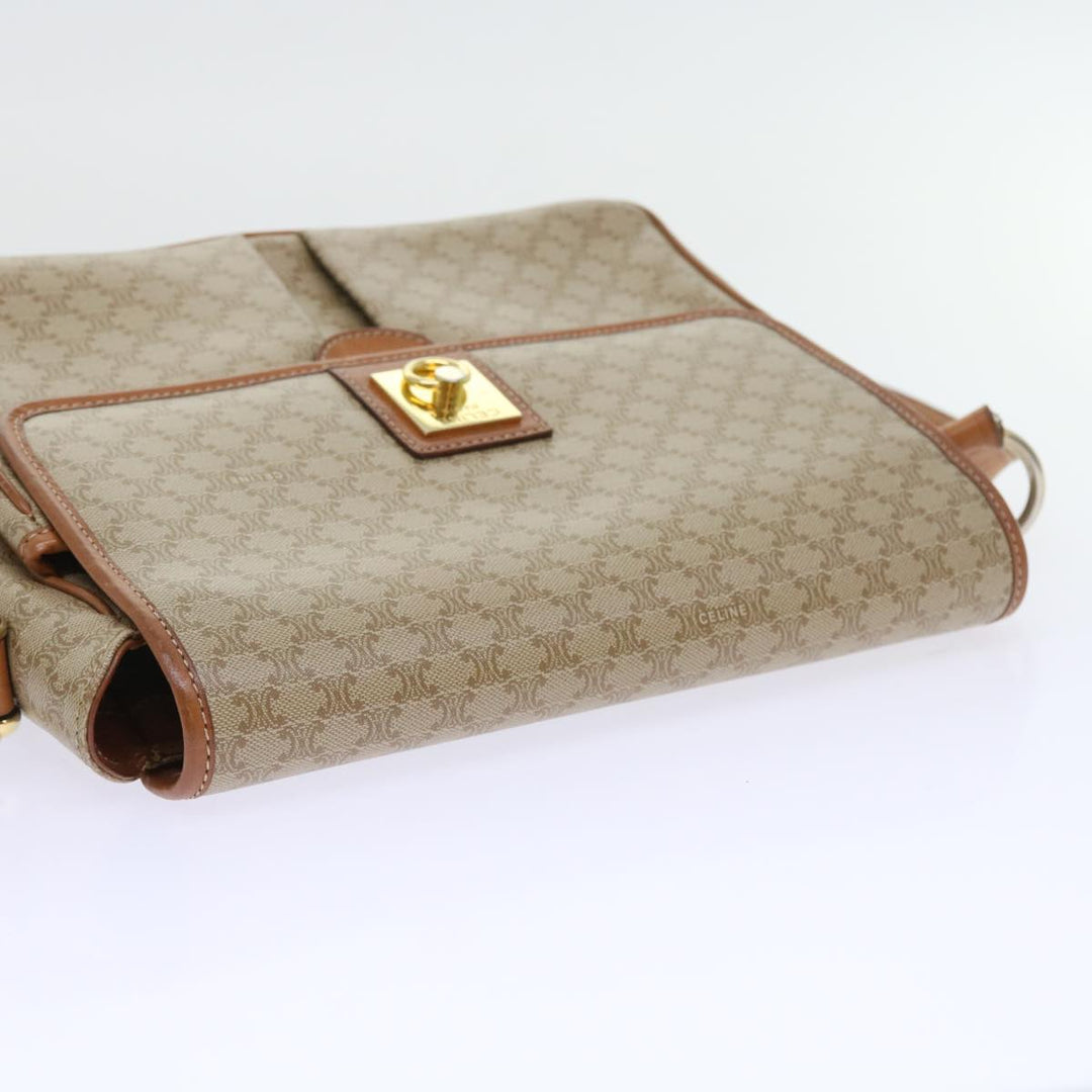 Celine Macadam Canvas Shoulder Bag Beige Auth 56679