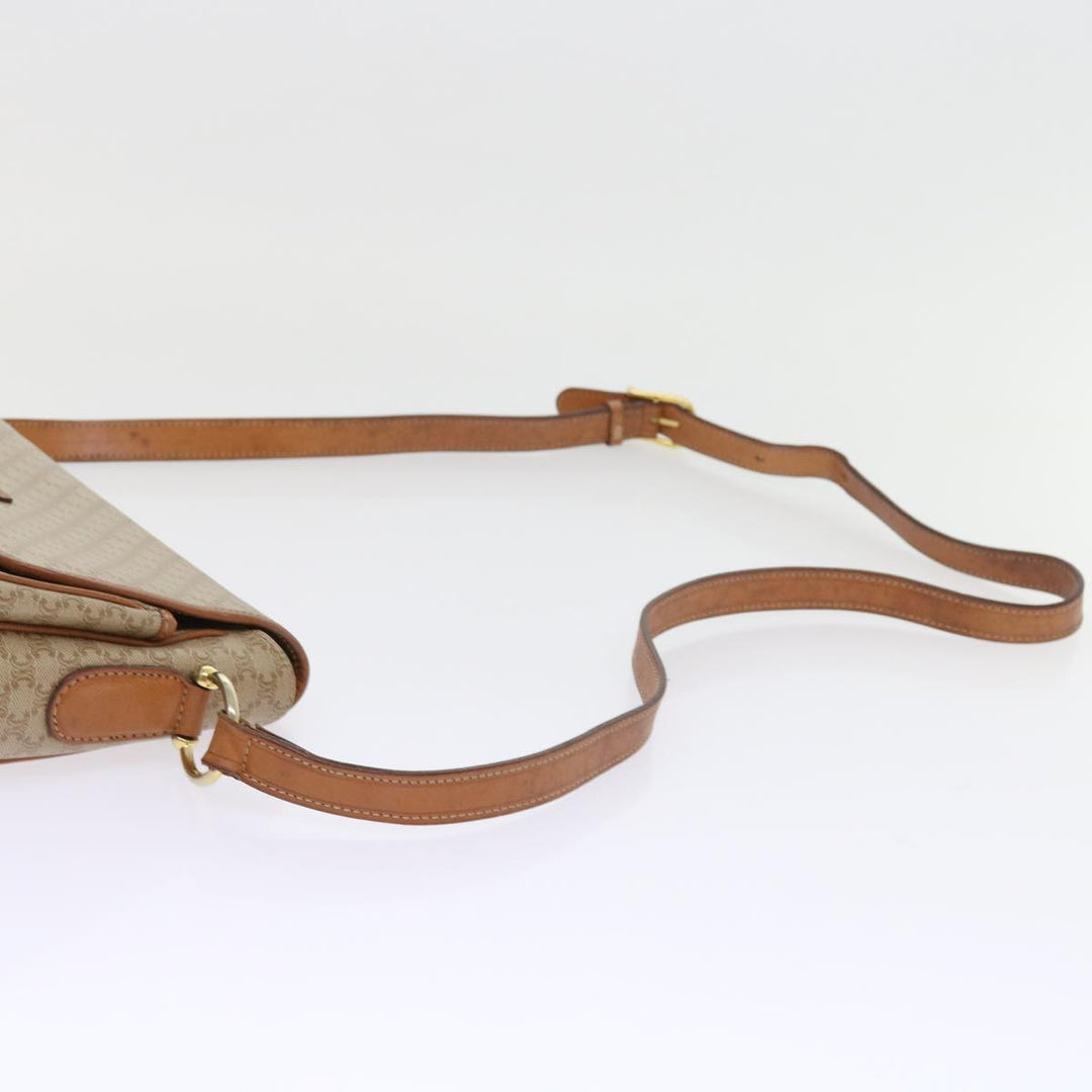 Celine Macadam Canvas Shoulder Bag Beige Auth 56679