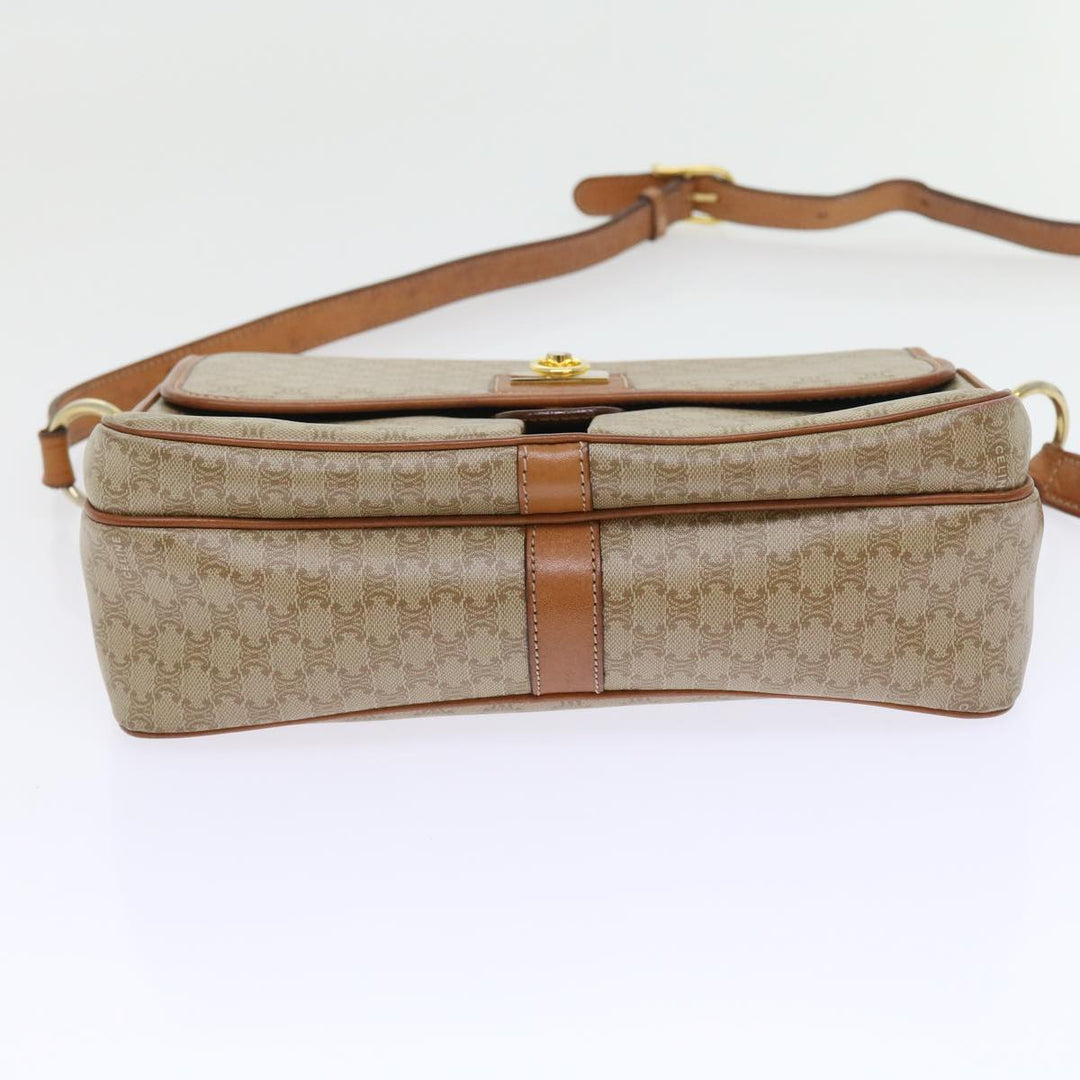 Celine Macadam Canvas Shoulder Bag Beige Auth 56679