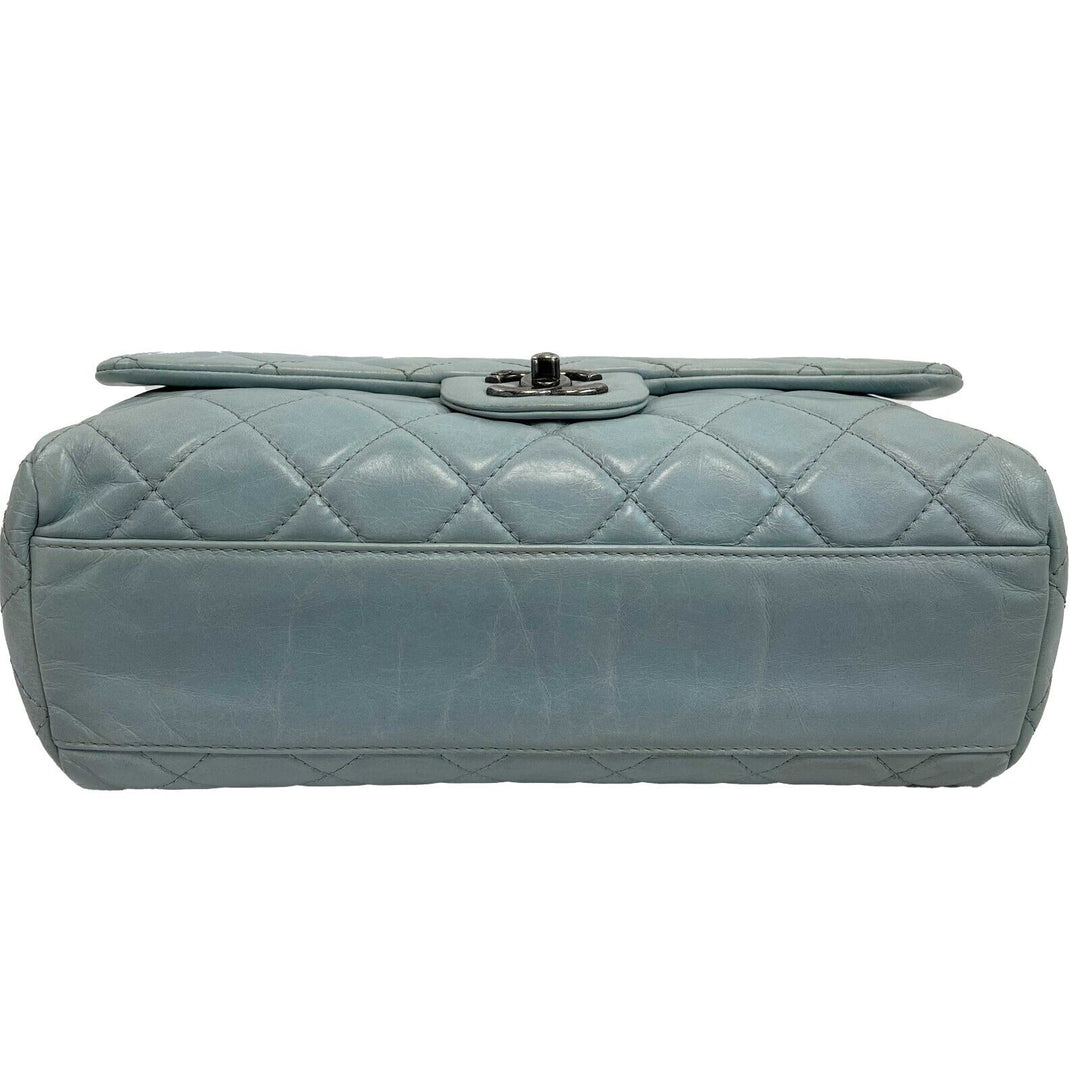 Chanel - Baby Blue Seasonal CC Jumbo Single New - Lambskin / Ruthenium Hardware