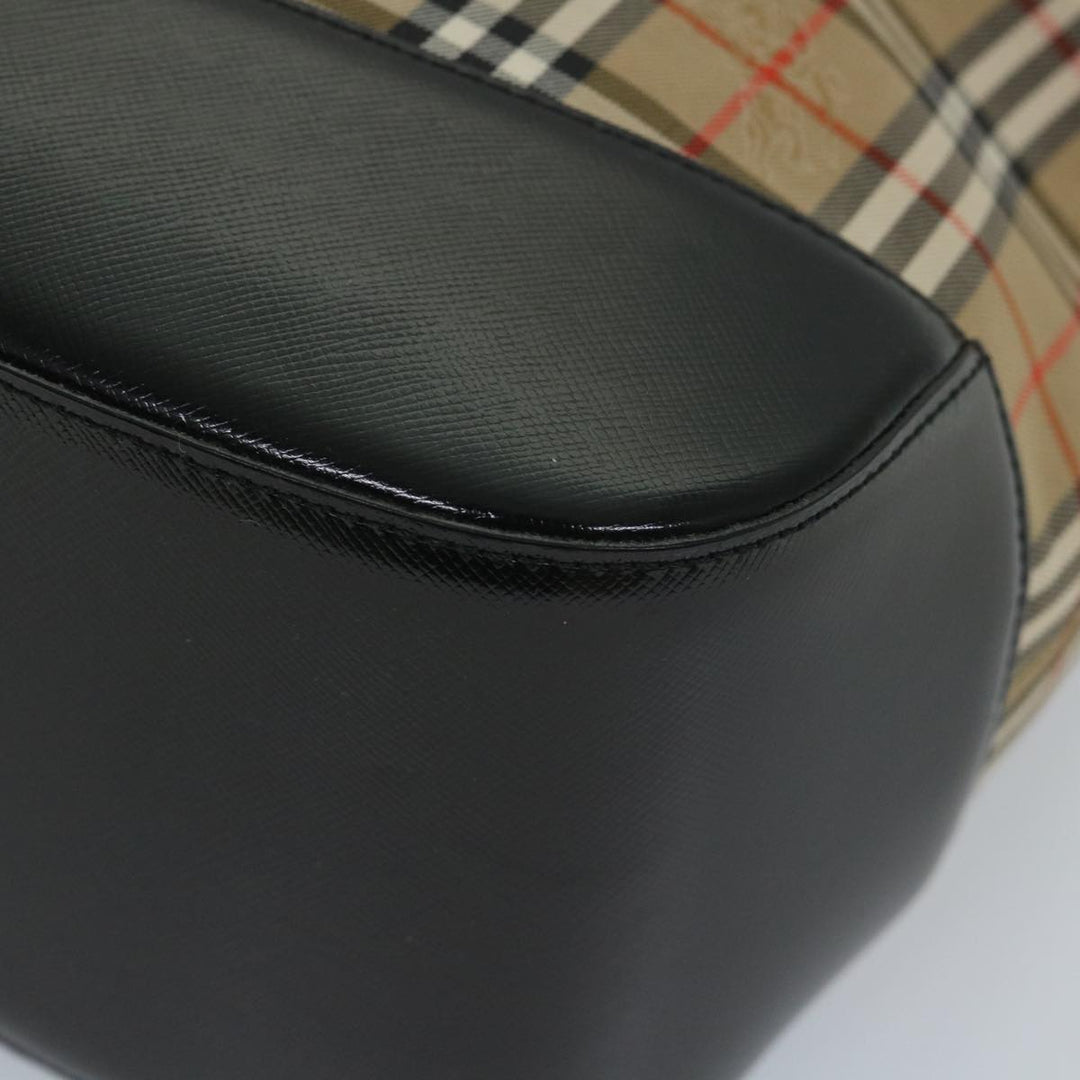 BURBERRYSs Nova Check Hand Bag Nylon Canvas Beige Auth 56715
