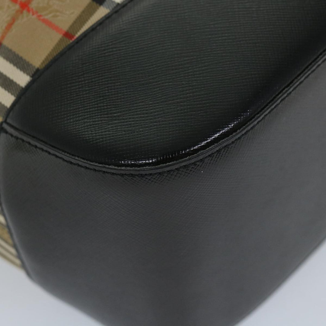 BURBERRYSs Nova Check Hand Bag Nylon Canvas Beige Auth 56715
