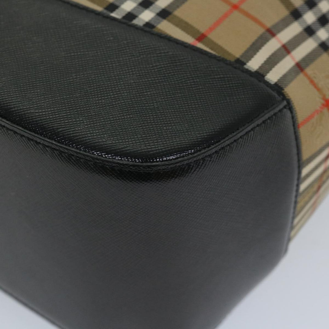 BURBERRYSs Nova Check Hand Bag Nylon Canvas Beige Auth 56715