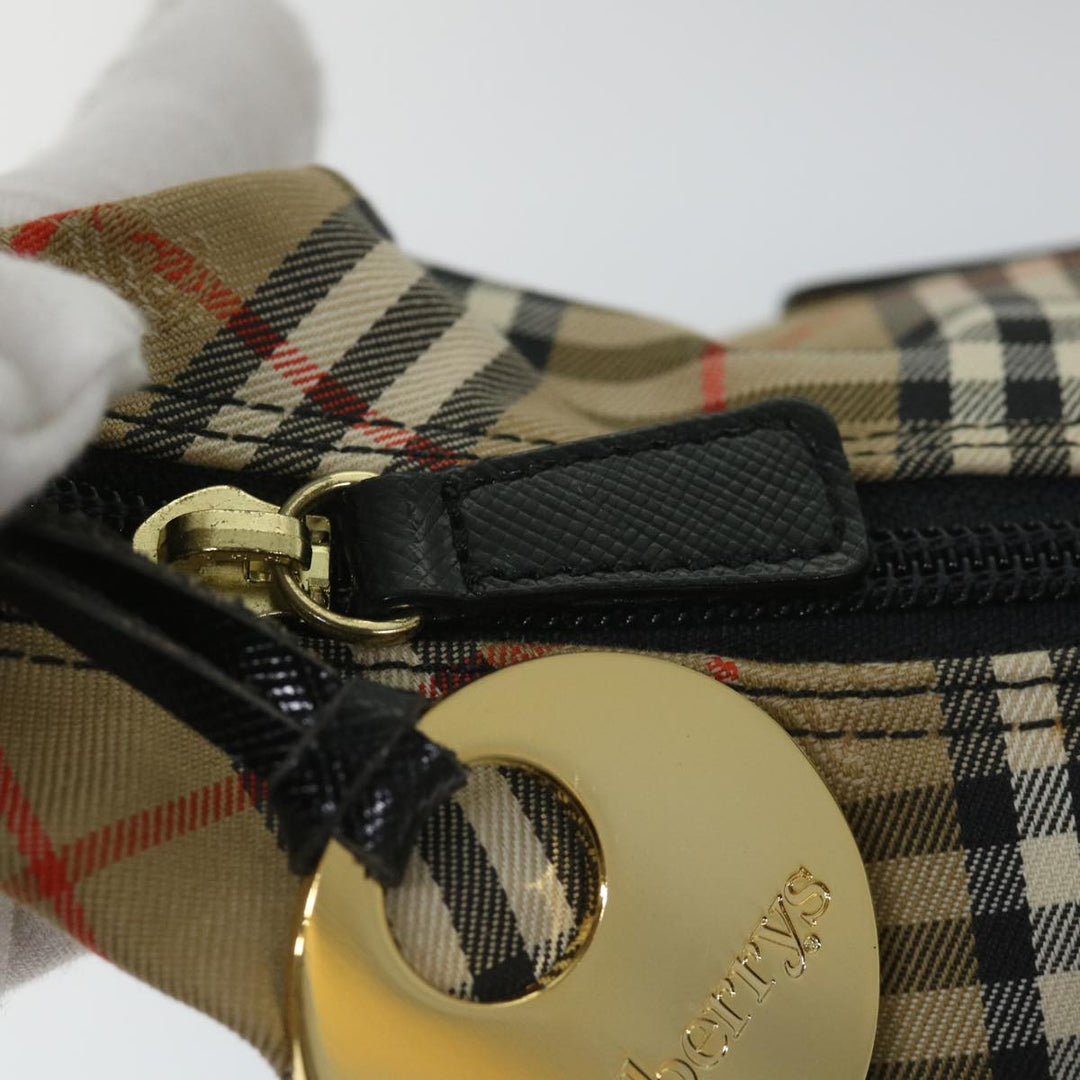 BURBERRYSs Nova Check Hand Bag Nylon Canvas Beige Auth 56715