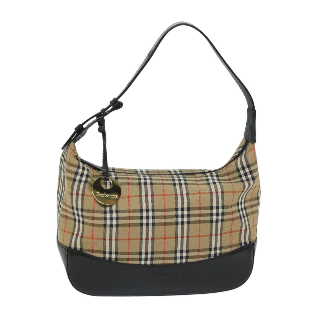 BURBERRYSs Nova Check Hand Bag Nylon Canvas Beige Auth 56715
