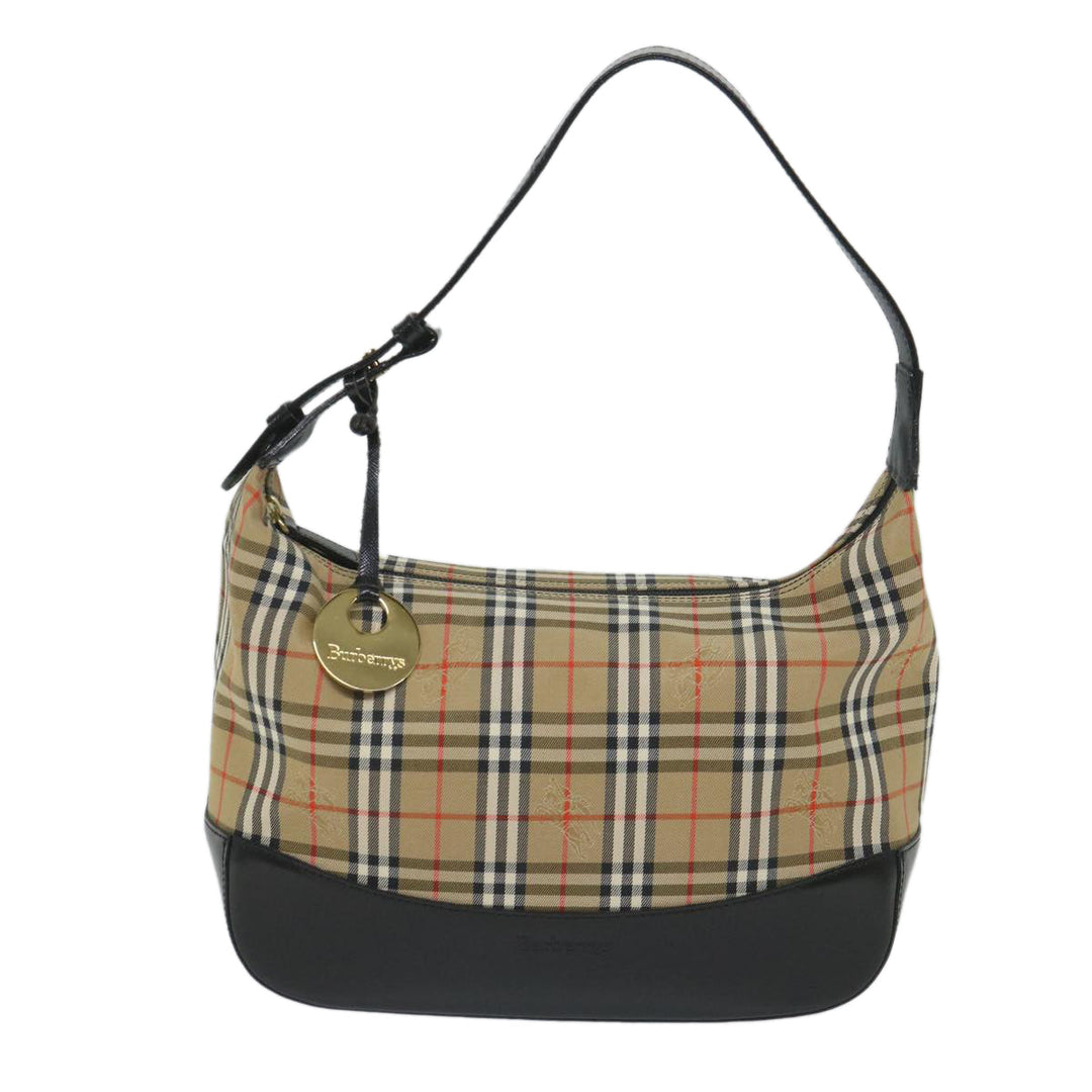 BURBERRYSs Nova Check Hand Bag Nylon Canvas Beige Auth 56715