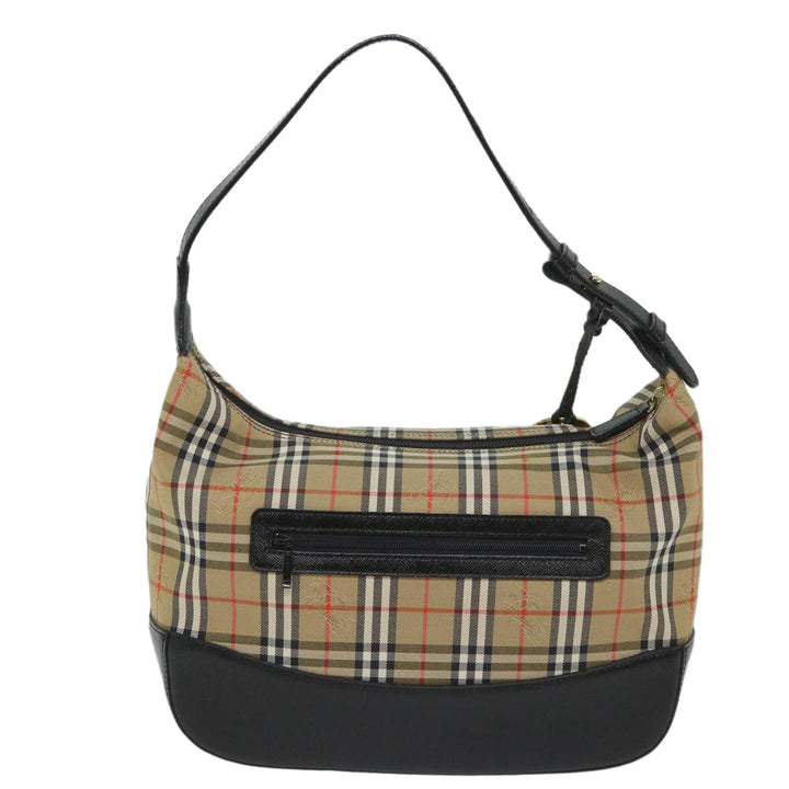 BURBERRYSs Nova Check Hand Bag Nylon Canvas Beige Auth 56715