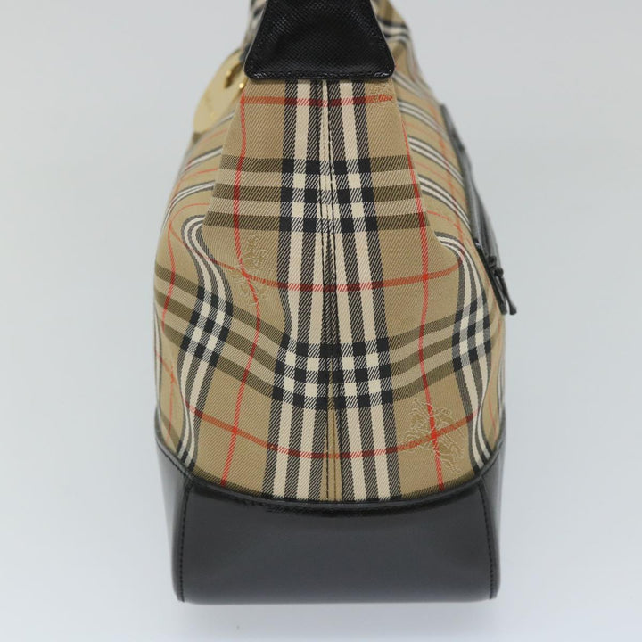 BURBERRYSs Nova Check Hand Bag Nylon Canvas Beige Auth 56715