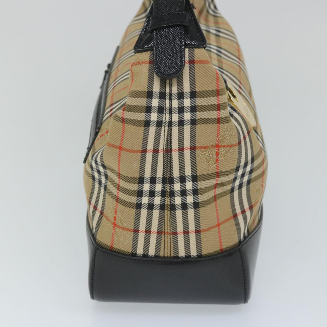 BURBERRYSs Nova Check Hand Bag Nylon Canvas Beige Auth 56715