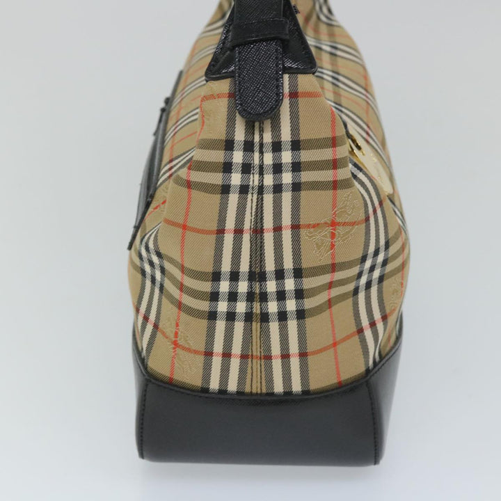 BURBERRYSs Nova Check Hand Bag Nylon Canvas Beige Auth 56715
