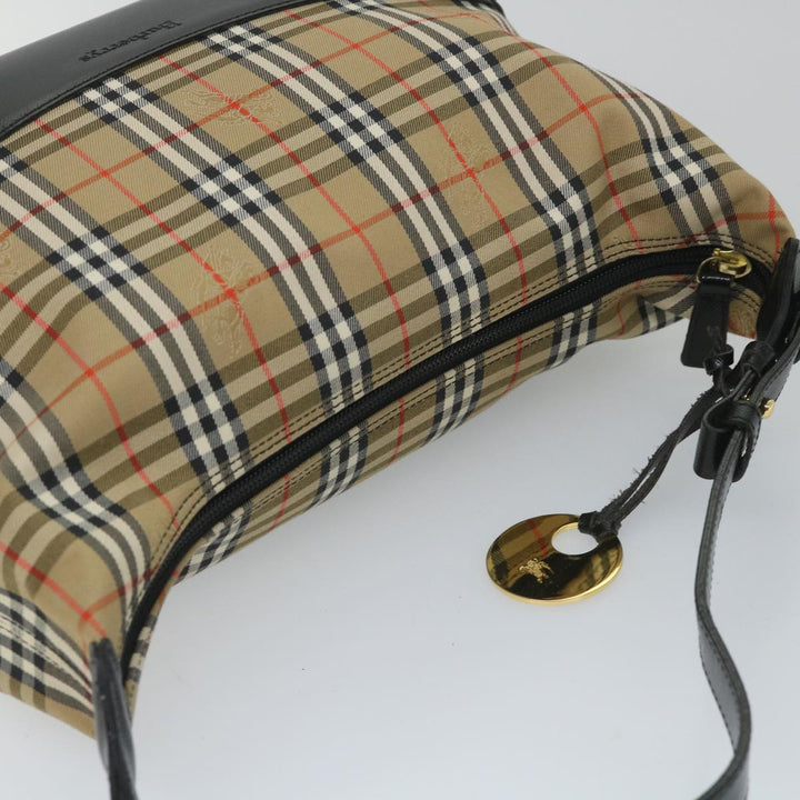 BURBERRYSs Nova Check Hand Bag Nylon Canvas Beige Auth 56715