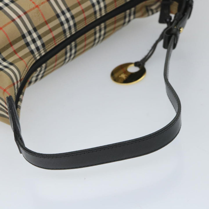 BURBERRYSs Nova Check Hand Bag Nylon Canvas Beige Auth 56715