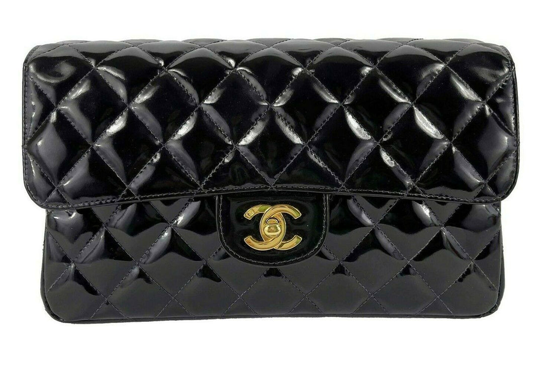 Chanel - VTG 1996 Medium Black Top Handle Kelly Medium New Bag - Patent Leather