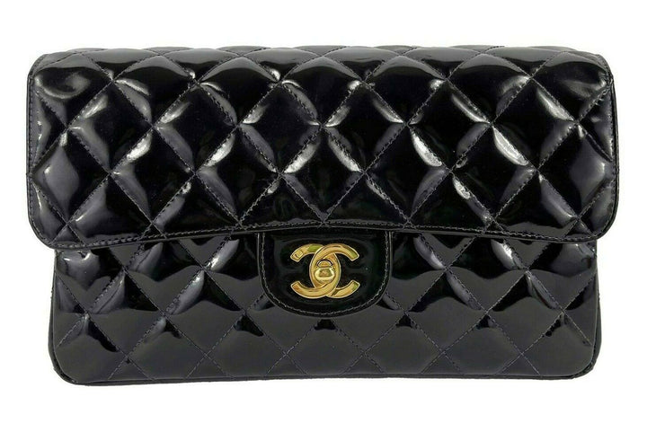 Chanel - VTG 1996 Medium Black Top Handle Kelly Medium New Bag - Patent Leather