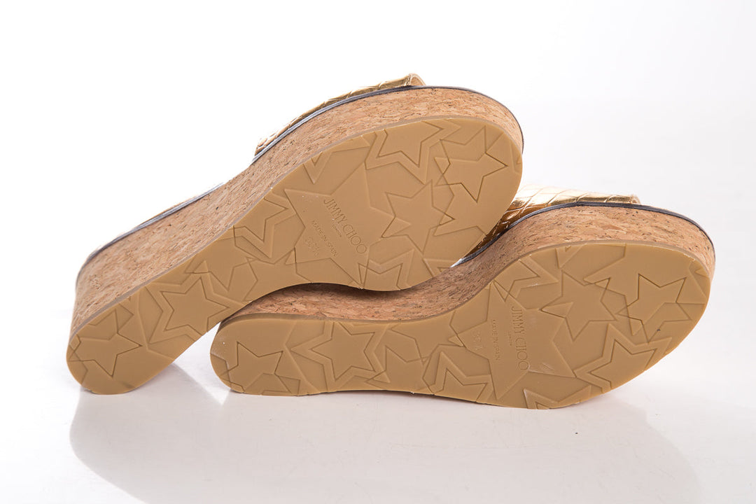 Jimmy Choo Metallic Gold Wedge SZ 36.5