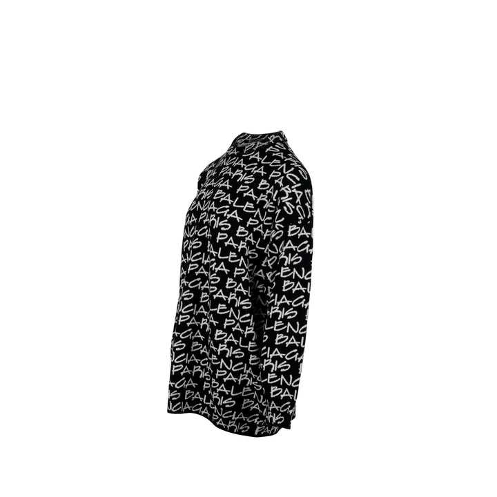 Top Quality Balenciaga Size M Long Sleeve Sweater Virgin Wool Black/White