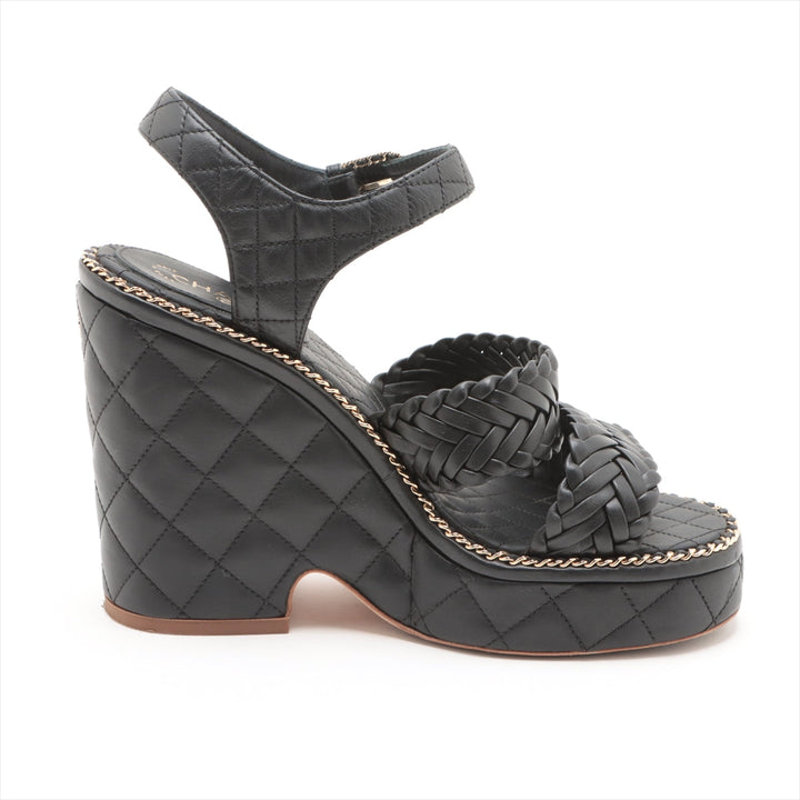 Top Quality Chanel Coco Matrasse Leather Sandal 37  Black G30758