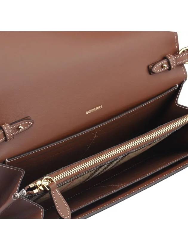 Burberry Detachable Strap Check Leather Shoulder Bag Brown