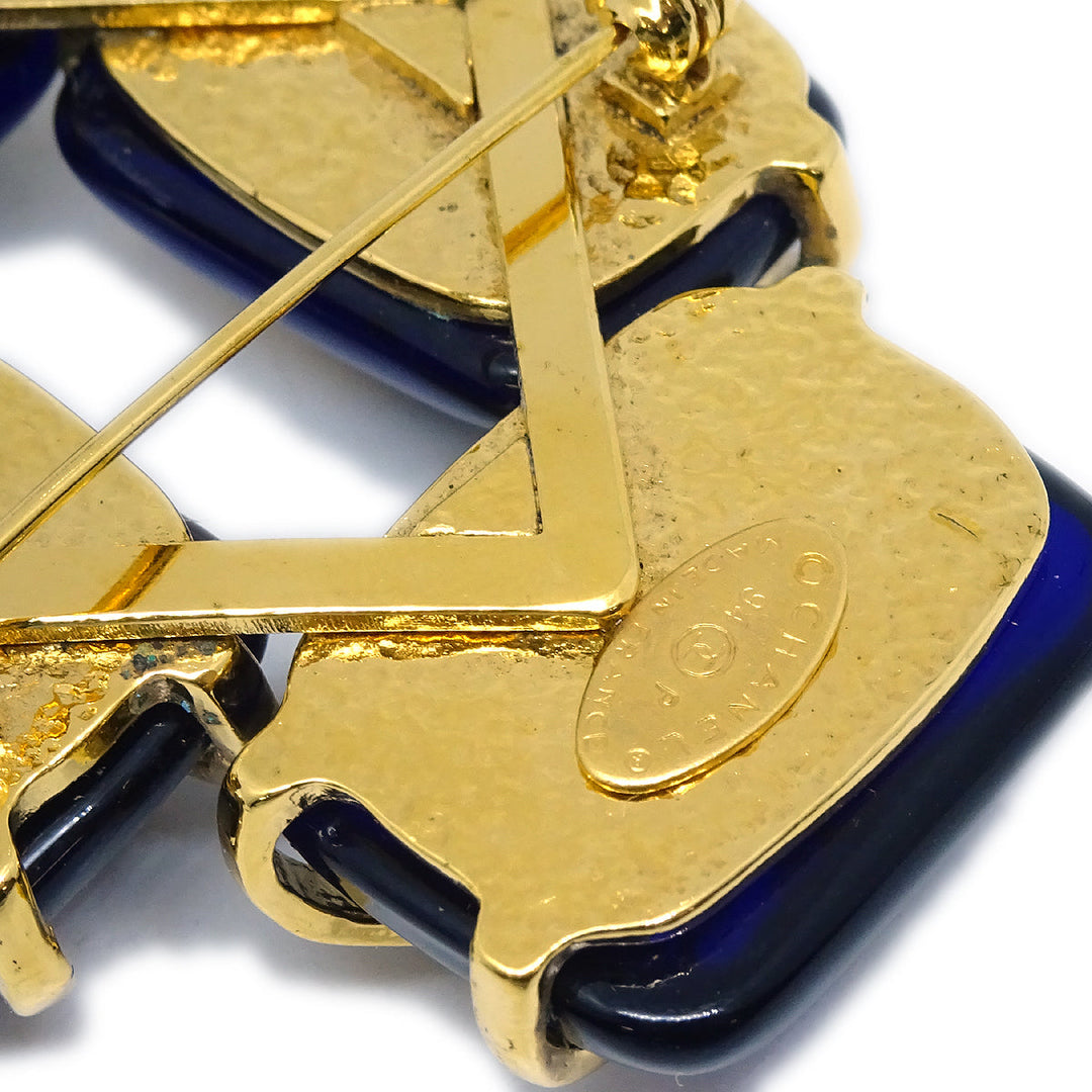 Top Quality Chanel 1994 Gold & Blue Gripoix 'CC' Brooch