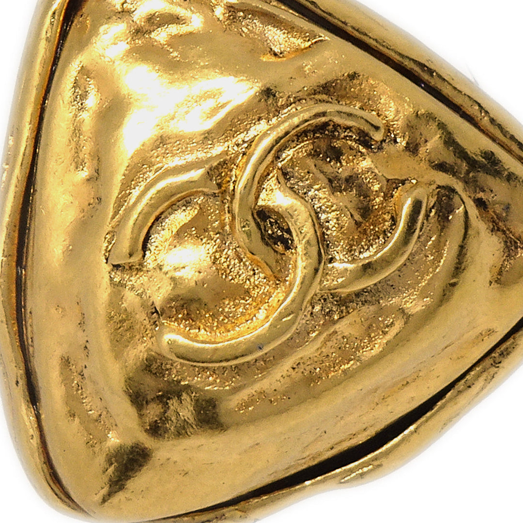 Top Quality Chanel Triangle Earrings Clip-On Gold