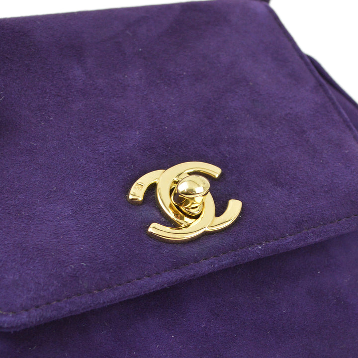 Top Quality Chanel Purple Suede Top Handle Bag