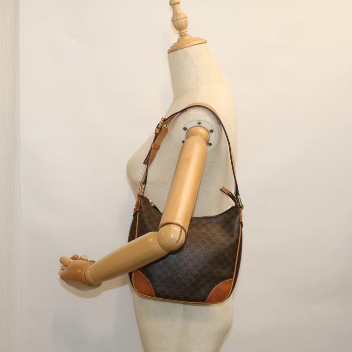 Celine Macadam Canvas Shoulder Bag PVC Leather Brown  57306