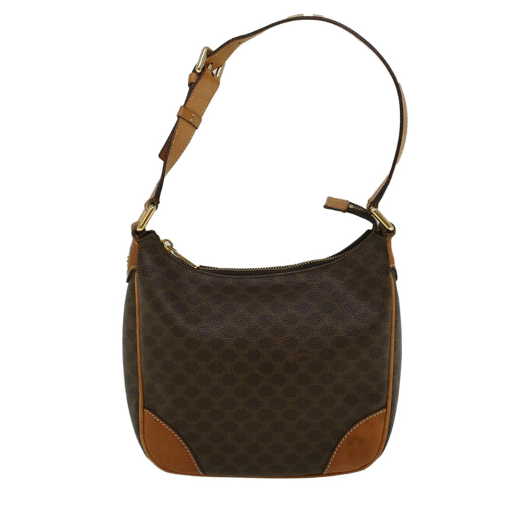 Celine Macadam Canvas Shoulder Bag PVC Leather Brown  57306
