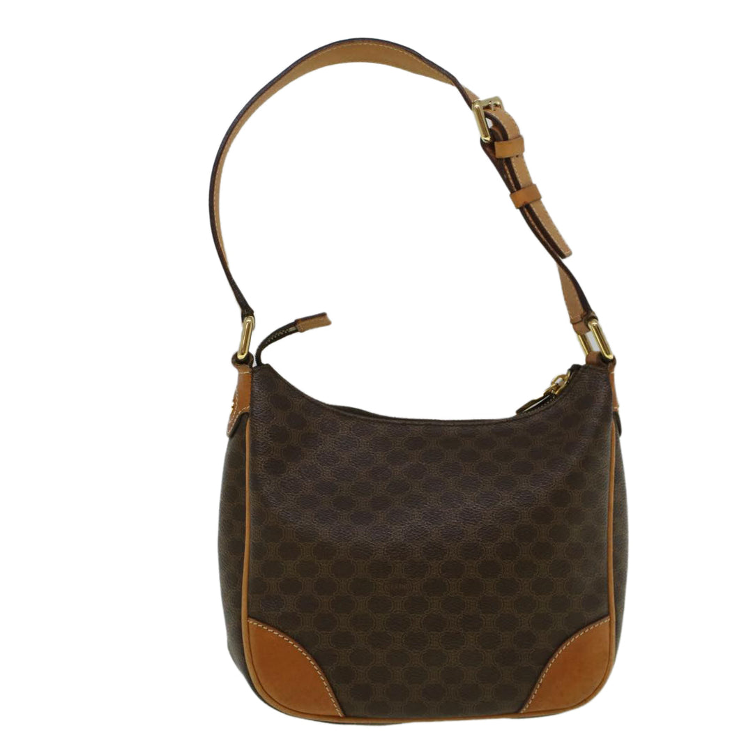 Celine Macadam Canvas Shoulder Bag PVC Leather Brown  57306