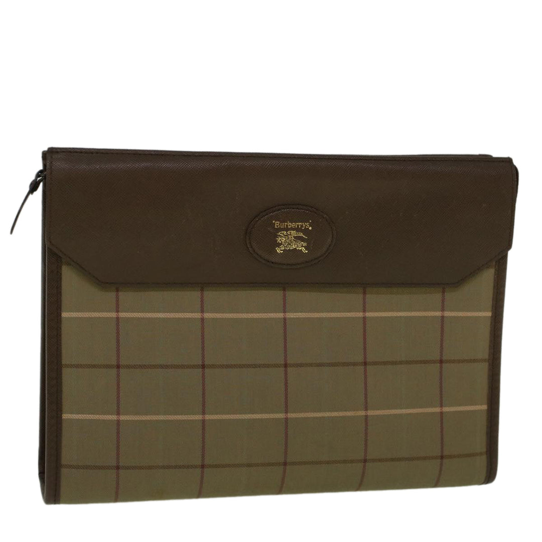 BURBERRYSs Nova Check Clutch Bag Canvas Beige Brown Auth 57315