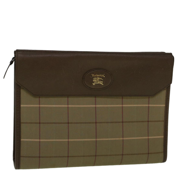 BURBERRYSs Nova Check Clutch Bag Canvas Beige Brown Auth 57315