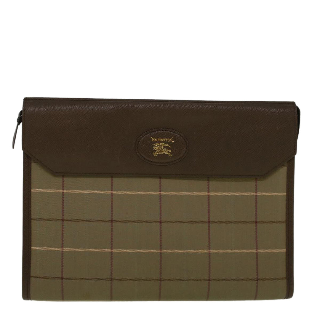 BURBERRYSs Nova Check Clutch Bag Canvas Beige Brown Auth 57315
