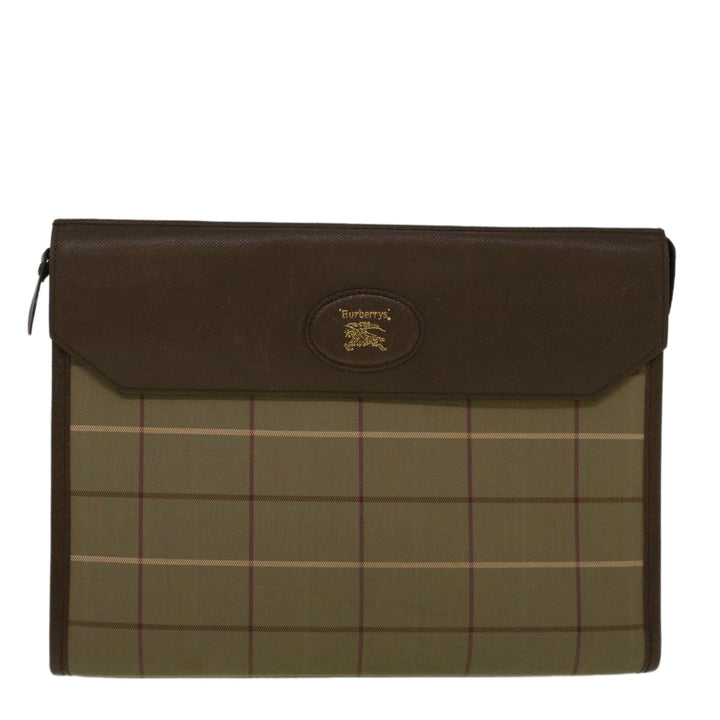 BURBERRYSs Nova Check Clutch Bag Canvas Beige Brown Auth 57315