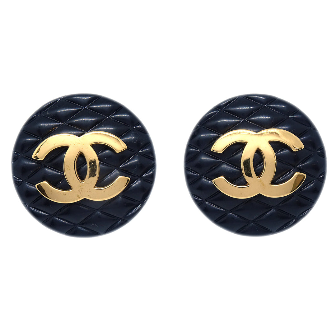 Top Quality Chanel 1993 Earrings Clip-On Gold Black