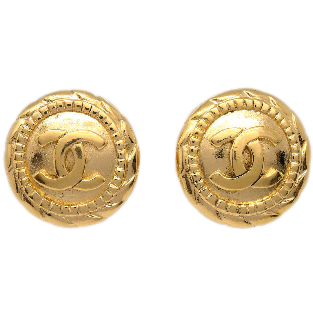 Top Quality Chanel Gold Button Earrings Clip-On 23