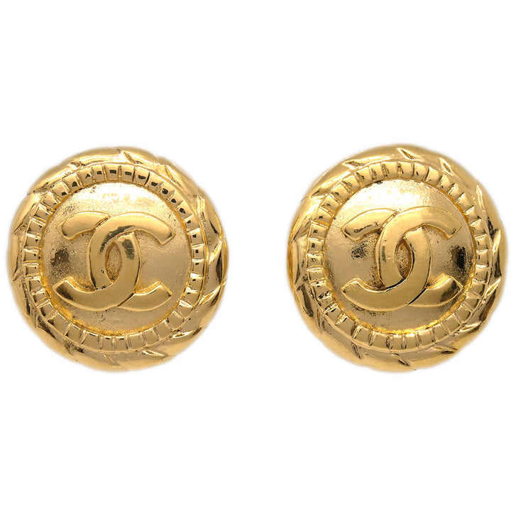 Top Quality Chanel Gold Button Earrings Clip-On 23
