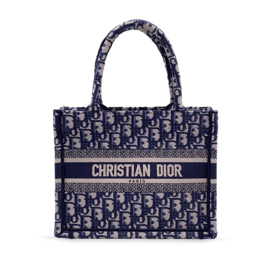 CHRISTIAN Top quality Dior Blue Oblique Canvas Small Book Tote Bag Handbag