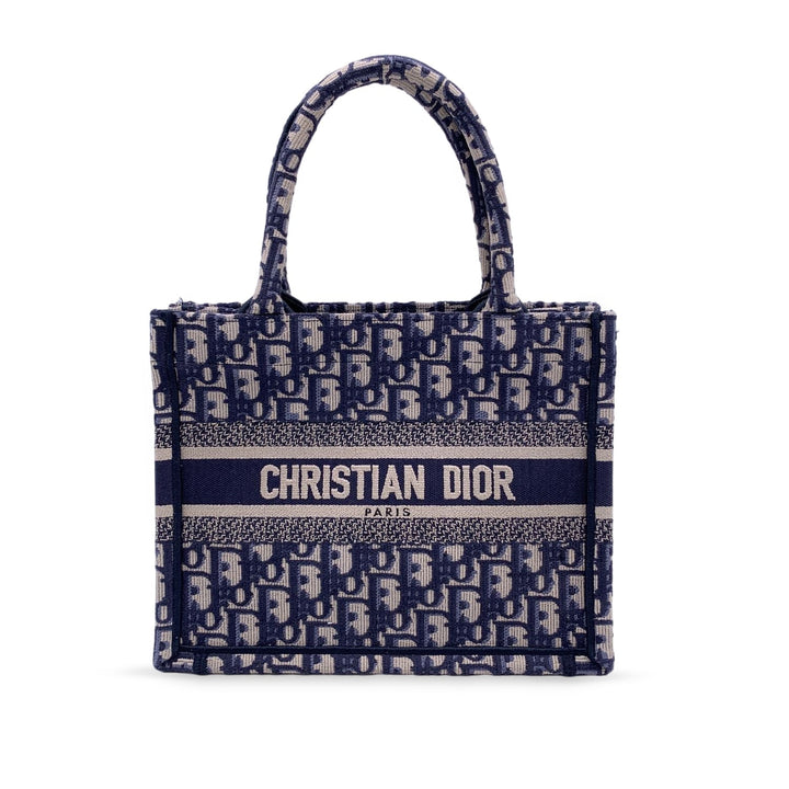 CHRISTIAN Top quality Dior Blue Oblique Canvas Small Book Tote Bag Handbag