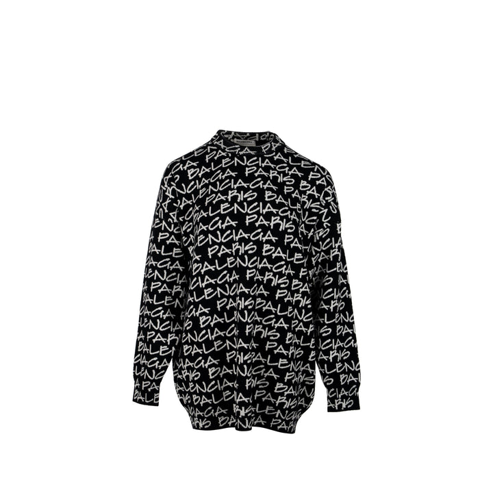 Top Quality Balenciaga Size M Long Sleeve Sweater Virgin Wool Black/White
