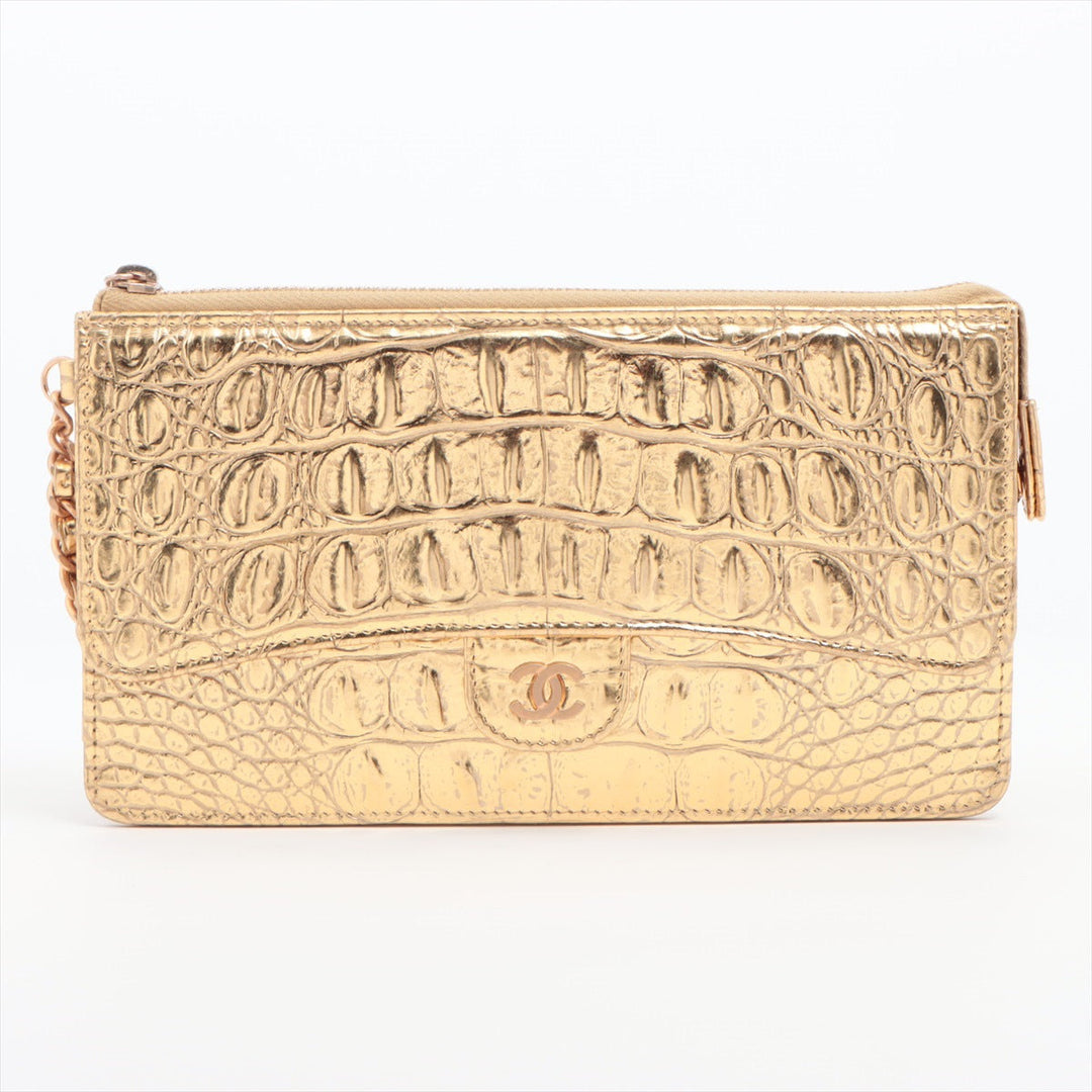 Top Quality Chanel Coco Crocodile Press Wallet Gold Gold  28th
